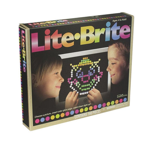 Just like the original but updated for the new generation of art lovers, Lite Brite delivers the popular & magical art of light with templates and round pegs that shine bright with light! The white screen, all round pegs and 2 art templates included will
