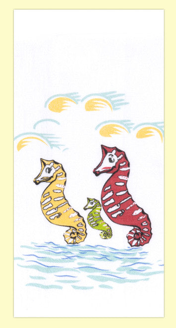 Red and White Kitchen Retro Seahorses Flour Sack Towel 100% Cotton