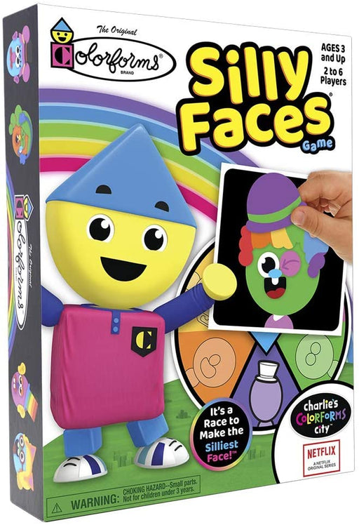 Its a race to make the silliest face in this smile-filled classic game that sticks like magic! Spin the spinner and land on a face space to fill, then choose from a wacky assortment of re-stickable Colorforms pieces to stick on your face card.