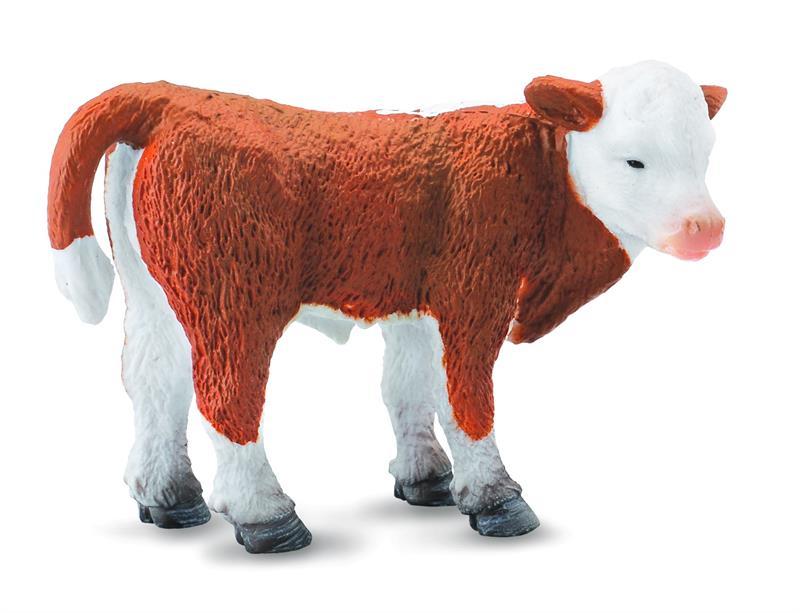 Brown and White baby cow toy figurine