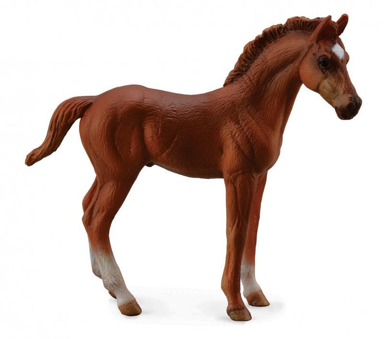 Standing sorrel or brown warmblood, TB tyle baby horse toy figurine