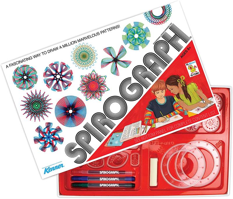 THIS COMMEMORATIVE EDITION Spirograph set is a reproduction of the originaljust like you rememberfeaturing throwback packaging and retro graphics!