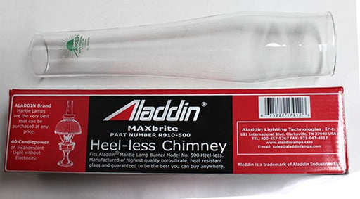 Aladdin Lamps MaxBrite 500 Heel-less Chimney #R910-500 Clear Glass Lamp