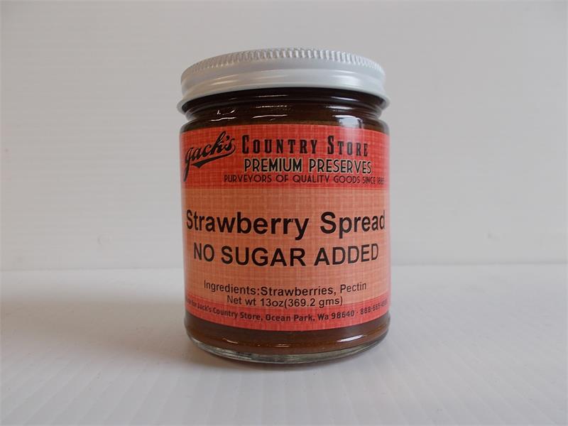Sweet, sun-ripened strawberries with no added sugar. Great with biscuits or scones. Sweeten to taste with honey, natural sugar, or sugar substitute. Our special all-natural fruit pectin sets without the use of refined white sugar. 13 oz. jar Ingredients: