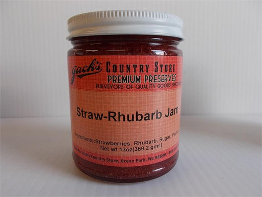Homemade Style Strawberry Rhubarb Jam, 13 ounce jar  Here is an old-fashion jam we stir up just like Grandma used to do. The sweetness of Oregon Strawberries mixes well with the tart of Rhubarb. A tradition favorite, excellent on biscuits or using as a to