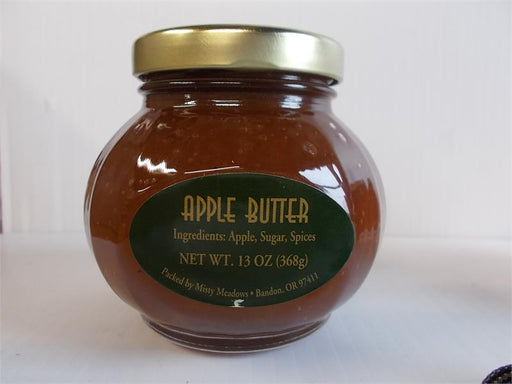 This is the old-fashion kind, cooked slowlyover low heat to reduce and caramelizethe natural sugar. Then we add the restof the stuff and cook some more untilits just the right thickness. Spicy and warm! 13 ounce jar.  Ingredients: Apples, sugar, and spice