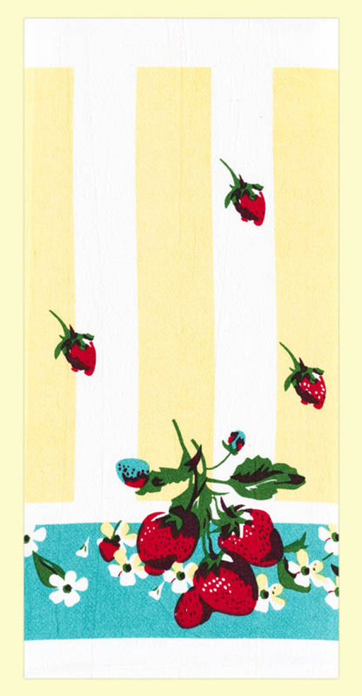 Red and White Kitchen Retro Strawberry Lane Flour Sack Towel 100% Cotton