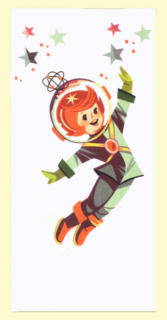 Red and White Kitchen Retro Spacegirl Flour Sack Towel 100% Cotton