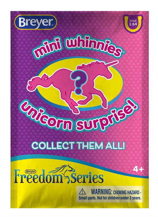 Breyer Horses Mini Whinnies Suprise Unicorn Blind/Foil Bag #300196 ONE RANDOM MODEL, NO CHOICE OF STYLES.  There are 8 different modles, each in its own blind bag with sticker and mini brochure. These beautiful unicorns are sure to enchant any unicorn lov