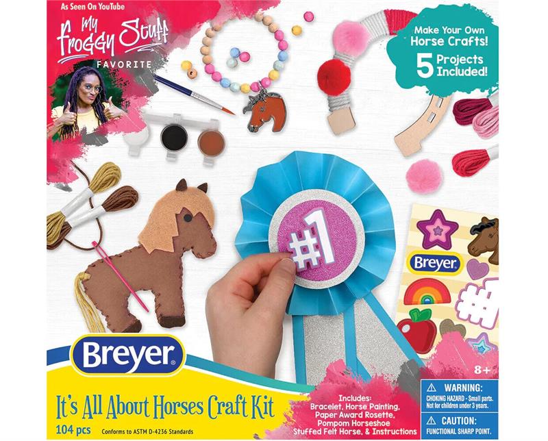 Breyer fans and crafts are perfect together! And we've got another new craft kit just for you. The "All About Horses Craft Kit" contains five horse-themed crafts for hours of crafting fun!