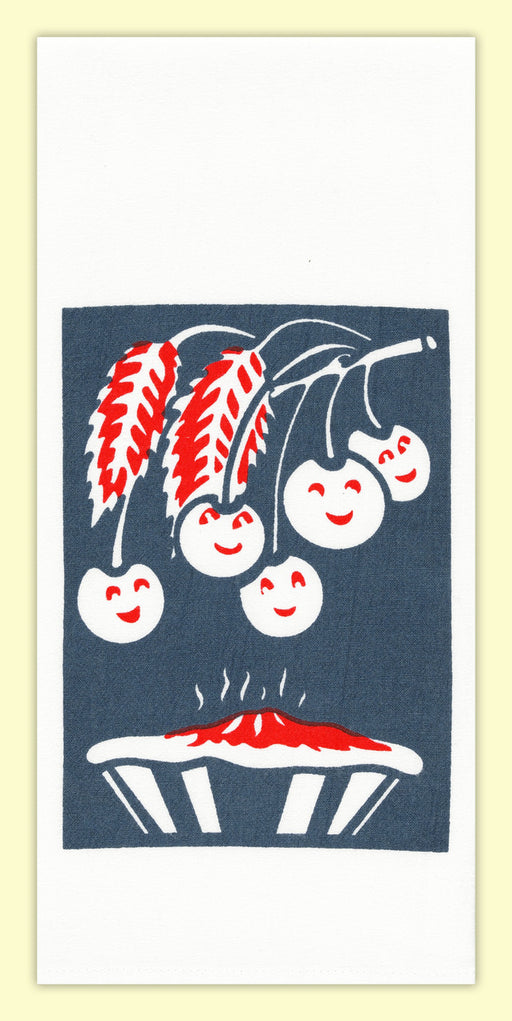 Red and White Kitchen Retro Cherry Pie Flour Sack Towel 100 % Cotton