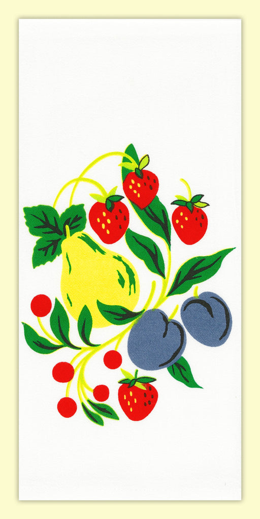 Red and White Kitchen Retro Fruit Group Flour Sack Towel 100% Cotton