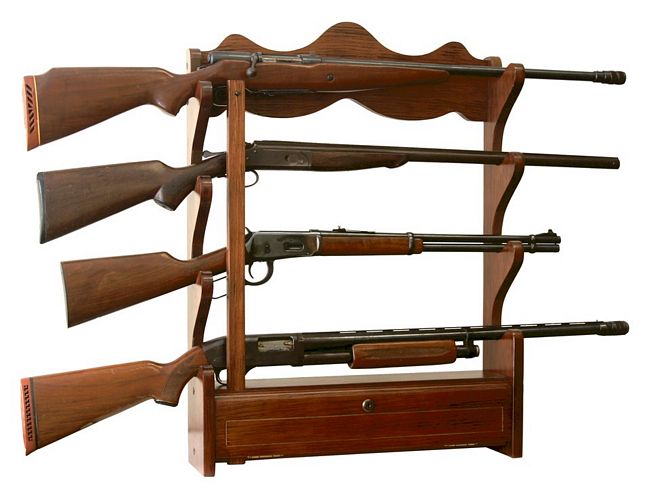 4 Gun Wood Wall Rack, #AFC 840