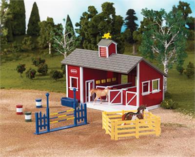Breyer Horses Stablemates Size Red Stable Set #59197 Plastic horse barn for mini and small model horses and ponies.
