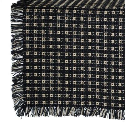 62 x 62 (Square) Homespun Tablecloth Black and Stone Tan Check Mountain Weavers woven cotton tablecloth