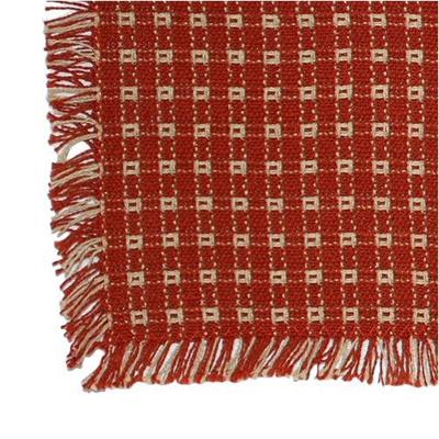 62 x 62 (Square) Homespun Tablecloth Cinnamon Red and Stone Tan Check Mountain Weavers woven cotton tablecloth