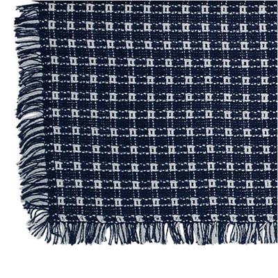 62 x 108 (Rectangle) Homespun Tablecloth Navy Blue and White Check Mountain Weavers woven cotton tablecloth