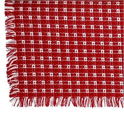 62 x 62 (Square) Homespun Tablecloth Red and White Check Mountain Weavers woven cotton tablecloth