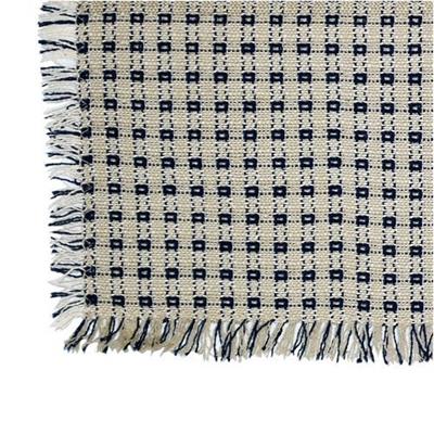 Mountain Weavers 62 x 108 (Rectangle) Tablecloth Stone Tan and Navy Blue ch Mountain Weavers woven cotton tablecloth