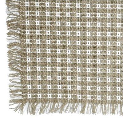 62 x 62 (Square) Homespun Tablecloth Stone and White Check Mountain Weavers woven cotton tablecloth