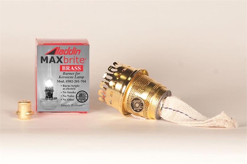 Non-electric kerosene lamp burner with round wick and mantle