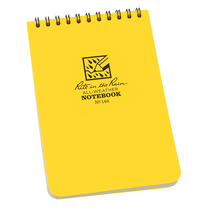 These are the truly go-anywhere, anytime, in any weather notebooks. The pocket top-spiral notebooks are conveniently sized to take with you on your outings. With a Polydura cover and the 4" x 6" Universal pattern, these 100 page (50 sheet) notebooks are p