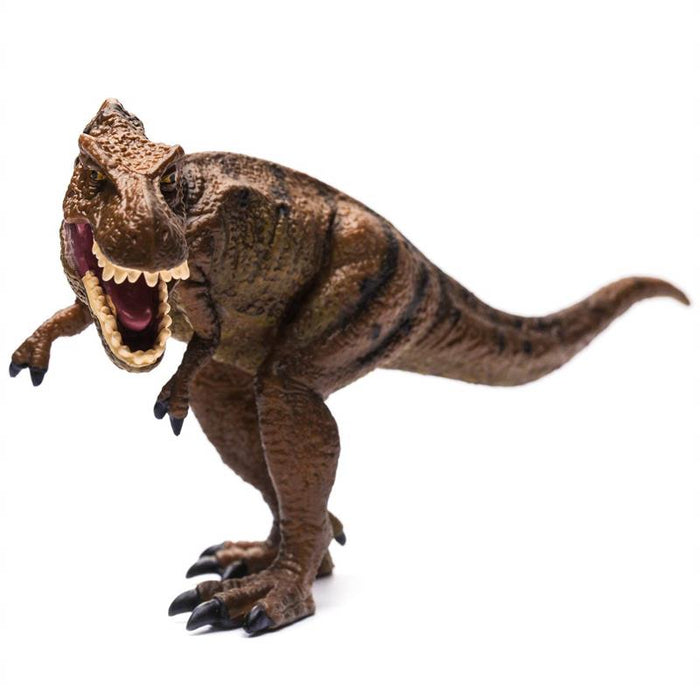 CollectA's detailed replica of the fearsome Tyrannosaurus Rex is lifelike down to the wrinkles in its bumpy hide. The T-Rex is depicted in a threatening stance, mouth open in a ferocious roar. The enormous predator's massive jaw measured 4 feet in length.
