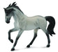 Cantering, galloping, running gray toy horse