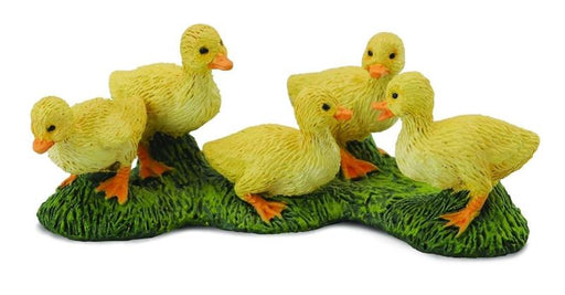 This group of yellow Ducklings from CollectA is so detailed and lifelike you can see each feather and blade of grass. This cute little group adds a realistic touch to your child's make-believe farm or barnyard play set. Create a flock of ducks