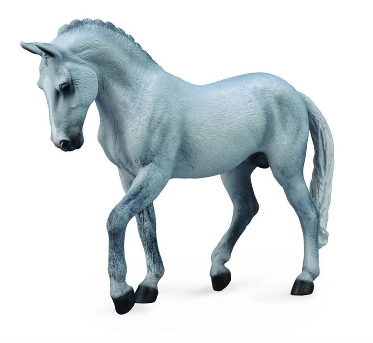 Trotting white or gray model horse figurine