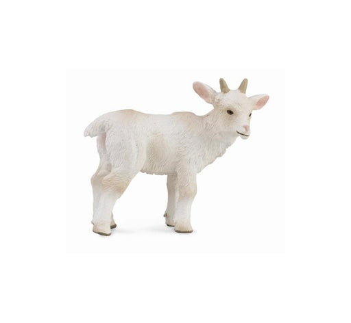 Goats are also agile and well known for their ability to climb and balance in precarious places. This makes them the only ruminant to regularly climb trees. This white baby goat measures 5.5cm x 4.7cm.