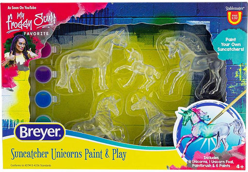  Suncatcher Unicorn Paint & Play Model Breyer New  4238 Suncatcher Unicorn Paint & Play  $19.99 Gift Wrap 92     A fan-favorite activity  now with unicorns! Create exciting unicorn models that stand out from the herd. These Stablemates unicorns are clear