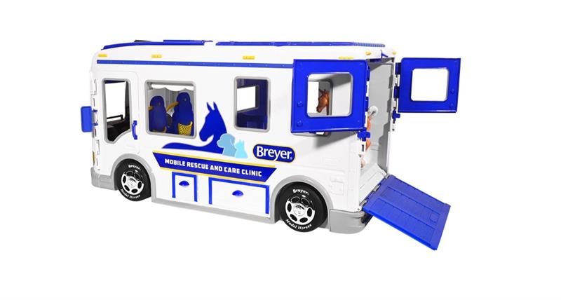 The Breyer Mobile Rescue & Care Clinic is a grand playset on wheels and offers an interactive play experience right out of the box with lots of opening doors and secret compartments!
