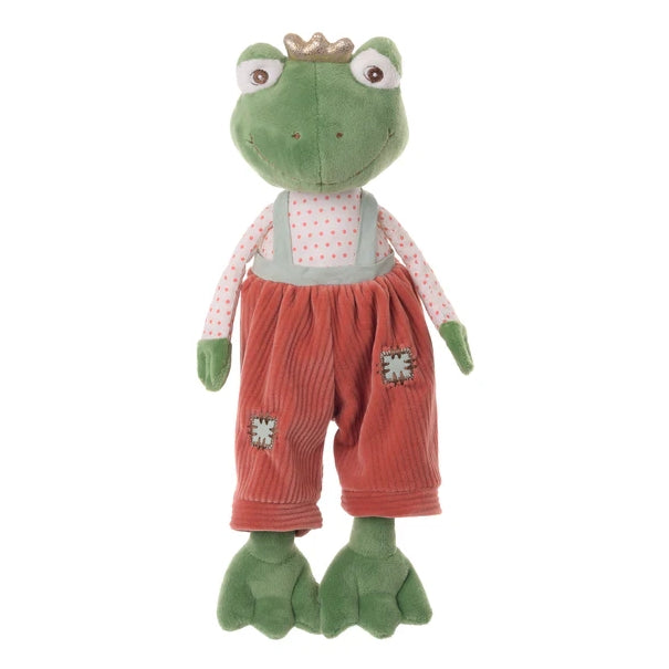 Bukowski Bears Frog Prince Plush with Golden Crown Red Corduroy Overalls 14 Inch Premium Soft Toy
