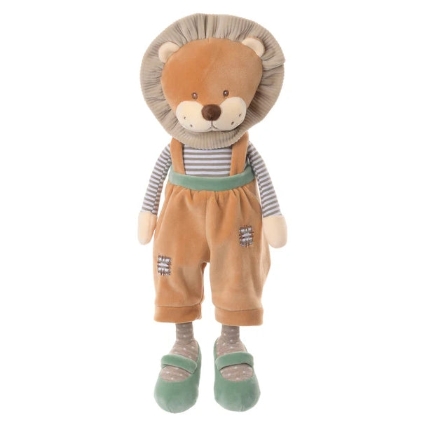 Bukowski Bears Happy Mael Lion Plush Striped Shirt Overalls with Patch Details 15 Inch Premium Soft Toy