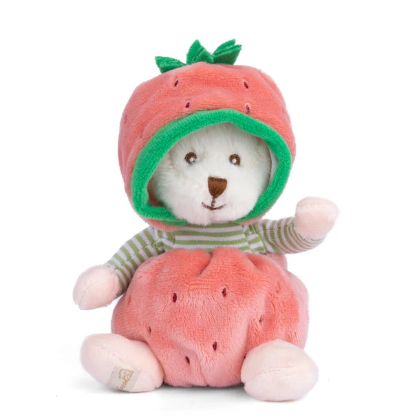 Bukowski Bears Ziggy Strawberry Plush Red Fruit Costume Removable Leaf Hood 6 Inch Premium Soft Toy