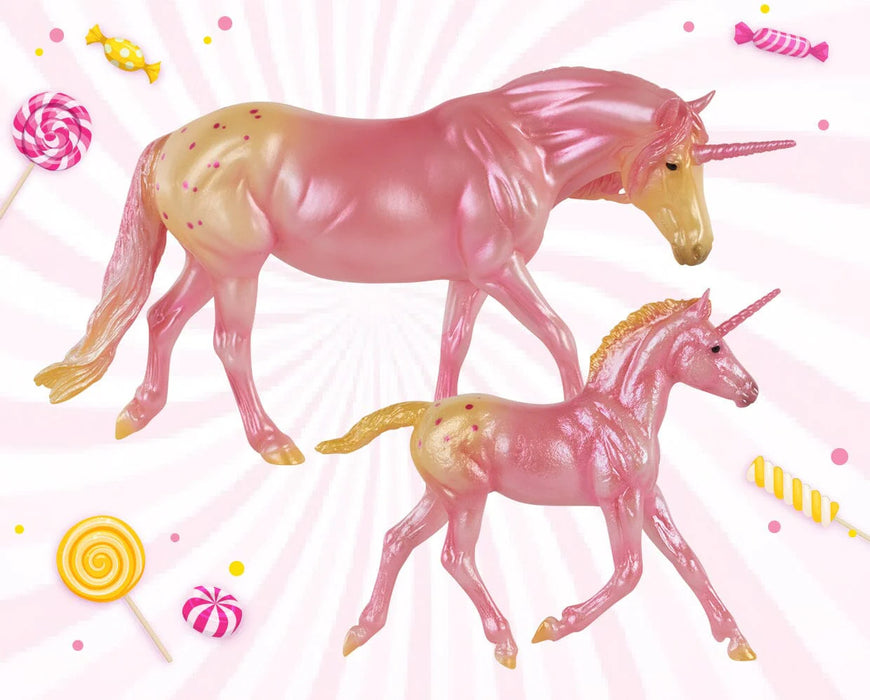 Breyer Freedom Series Candy Delights Unicorn Pink Mare & Foal Set #10613 - Magical Fantasy Horse Models