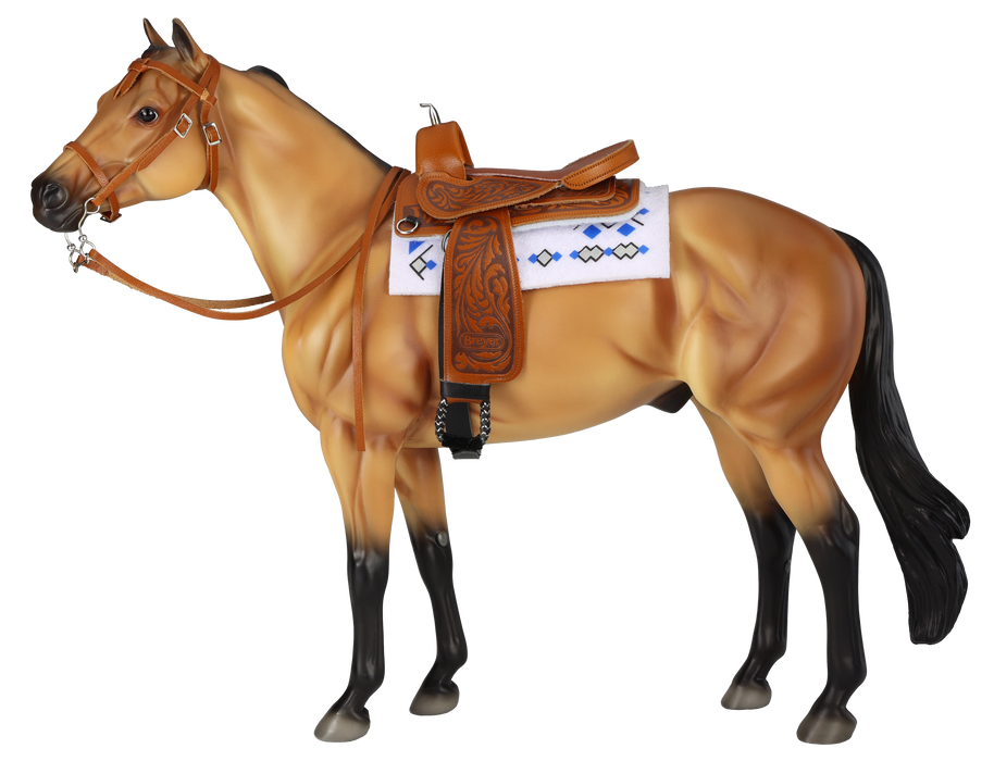 Breyer Western Pleasure Saddle #2494 - Traditional with Embossed Skirts & Diamond Blanket
