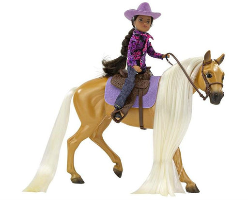 Charm and the Western rider Gabi are a fun new addition to our Freedom Series sets. The set features Charm, a Palomino Quarter Horse with silky blonde two-tone mane & tail, and Gabi, a 5.75 articulated Western rider.