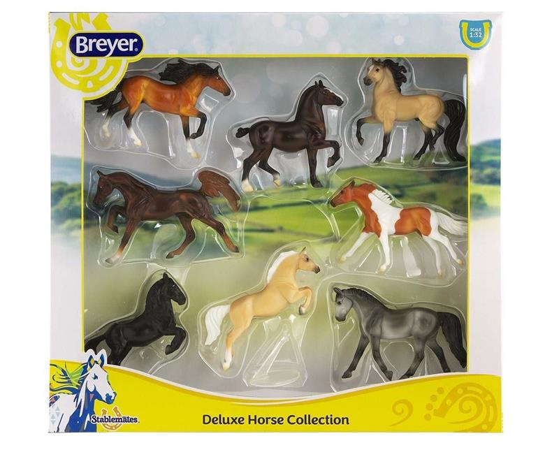  Breyer's New Deluxe Horse Collection is the perfect set to jump-start any Stablemates Collection! A gorgeous assortment of breeds and colors makes this set stand out from the herd. This exciting grouping includes 8 models: Paint Horse, Morgan, Brabant, T