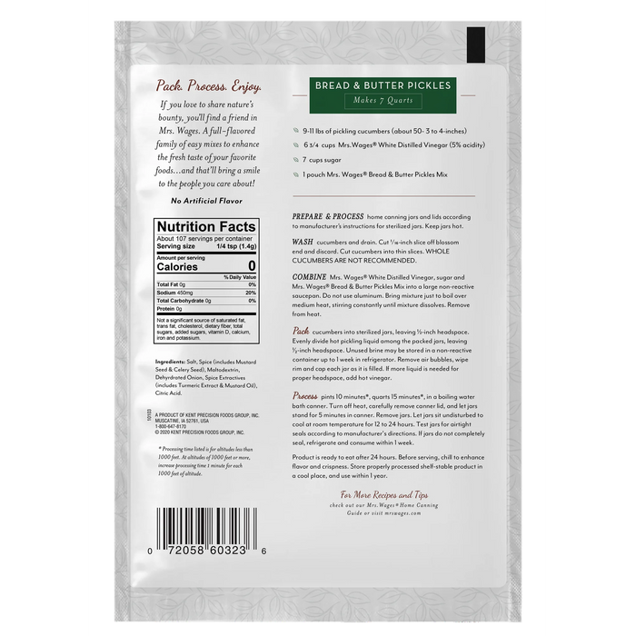 Mrs. Wages Bread and Butter Pickle Seasoning Mix for Home Canning