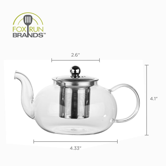 Fox Run Glass Teapot with Infuser – 4 Cup Loose Leaf Tea Pot