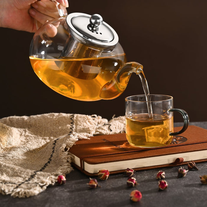 Fox Run Glass Teapot with Infuser – 4 Cup Loose Leaf Tea Pot