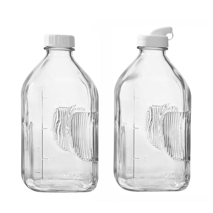 Fox Run Glass Milk Bottles with Silicone Lids – 64 oz, Set of 2