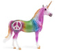 Keep the Peace is decorated in a rainbow of colors that appear to be tie dyed, complimented by golden accents. He features a large peace sign on his right hip.