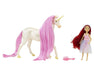 The Magical Unicorn Sky is a shimmery white creature with silky two-tone pink mane & tail; a true beauty. Accompanied by the fantasy rider, Meadow, a 5.75 articulated rider dressed in fantasy inspired outfit. 