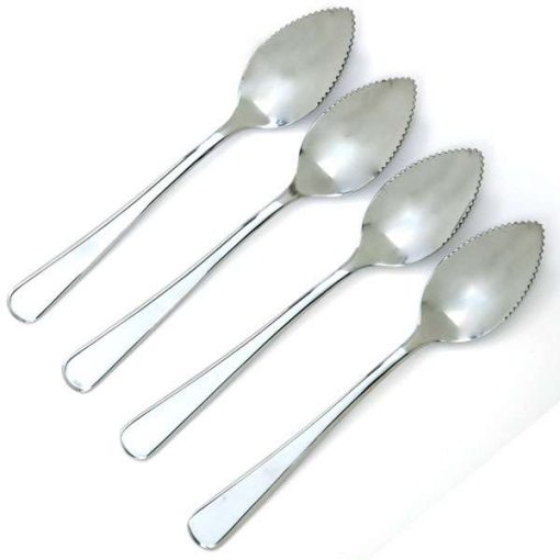 Stainless Steel Grapefruit Spoons with Serrated Edge - Set of 4