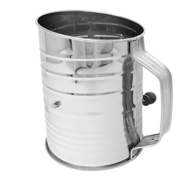 NorPro 5 Cup Stainless Steel Crank Flour Sifter - Professional Baking Sifter