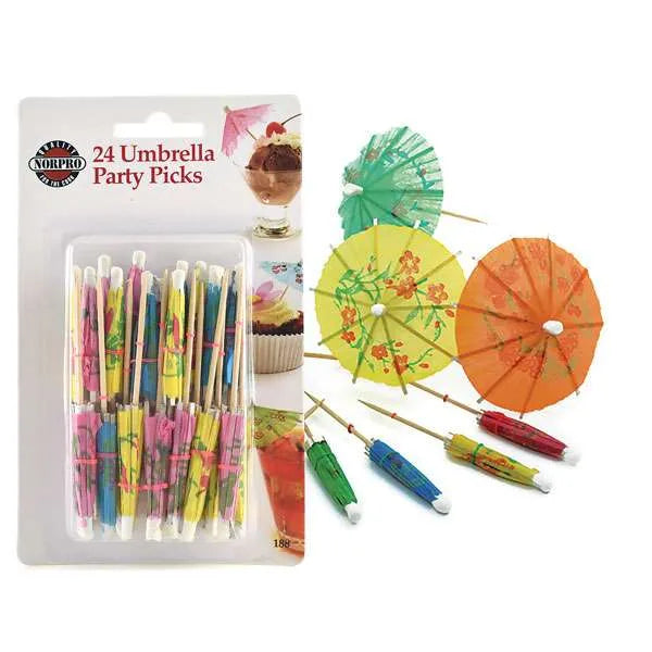 Norpro Umbrella Party Picks - Colorful Cocktail & Appetizer Picks, 24 Count #188