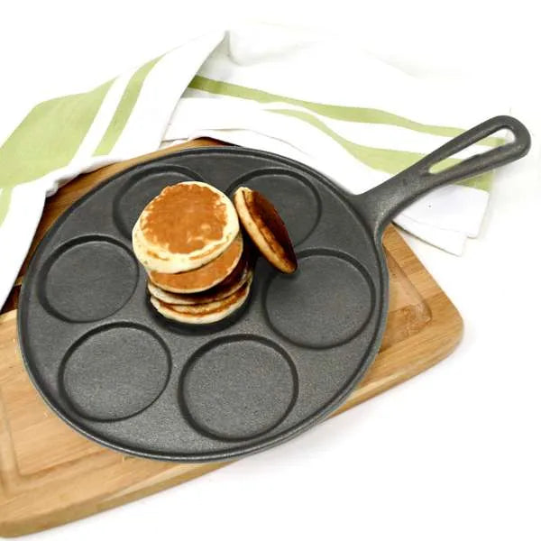 NorPro Cast Iron Plett Pan - 7 Cavity Pancake and Aebleskiver Maker